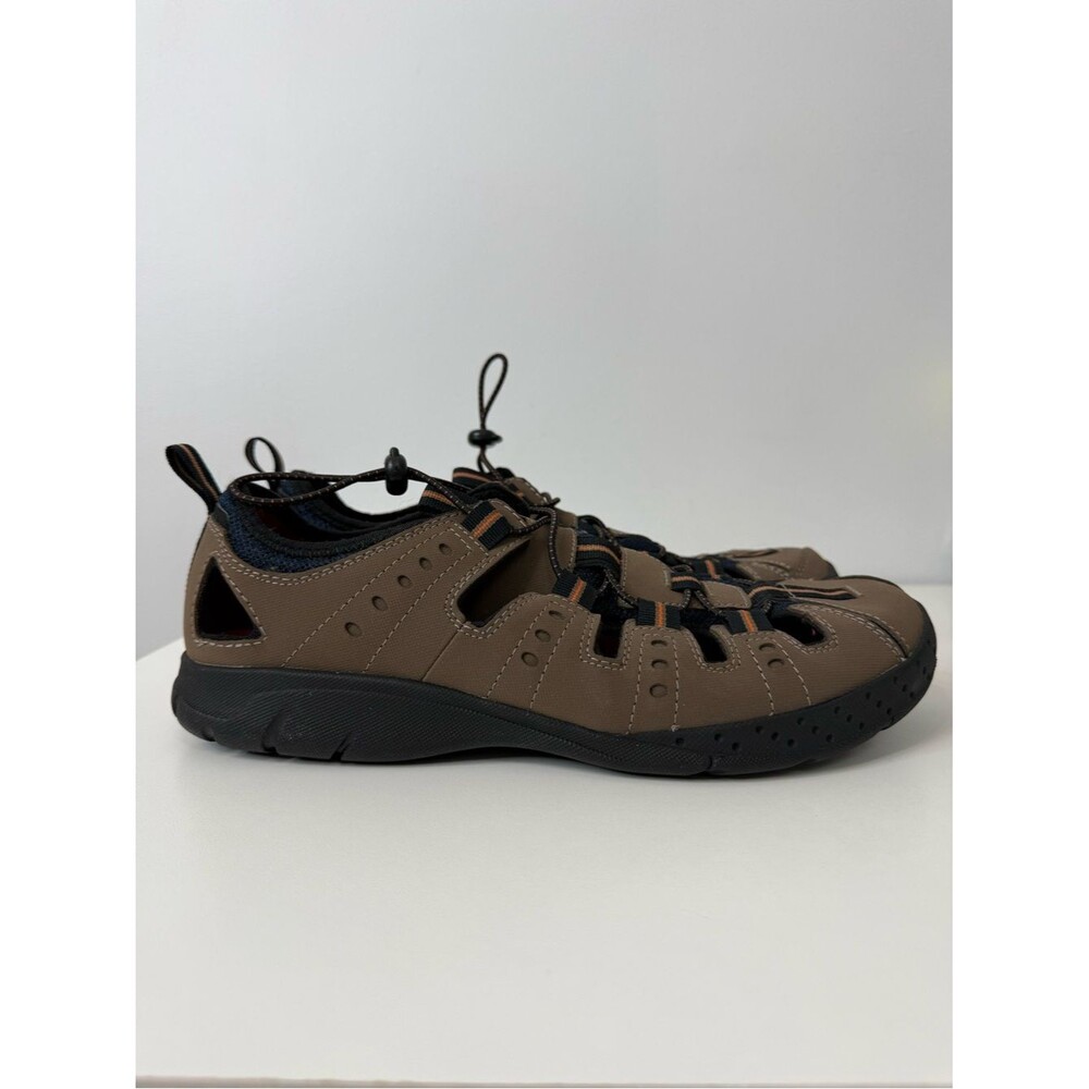 Clarks Flintstone Closed Toe Leather Adjustable Bungee Sandal Men's Size 11 NEW
